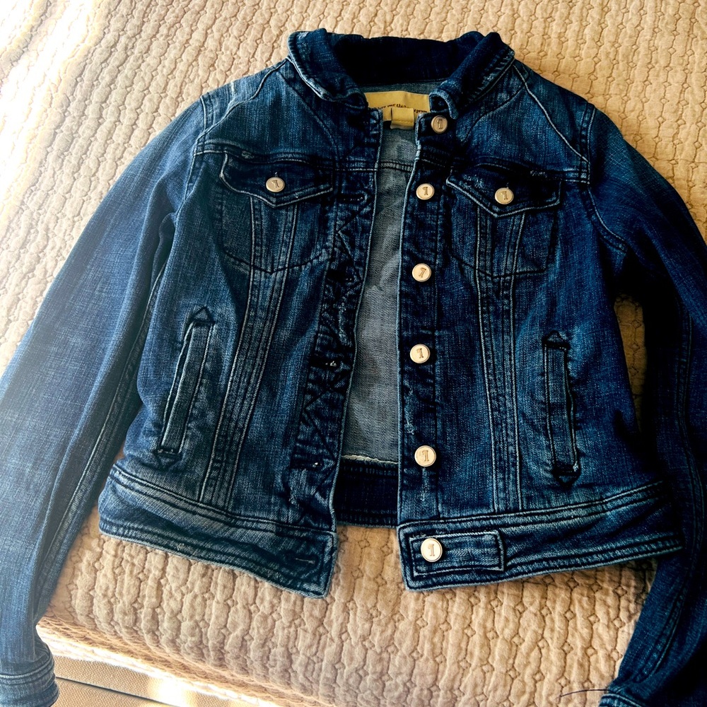 Anthropologie Pilcro and the Letterpress jean jacket in blue.